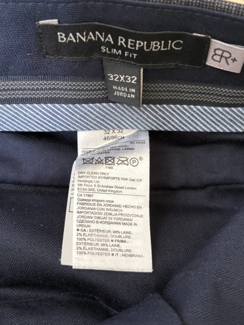 Banana Republic Slim Fit Stretch Wool Plaid Dress Pants - 32x32 BR+